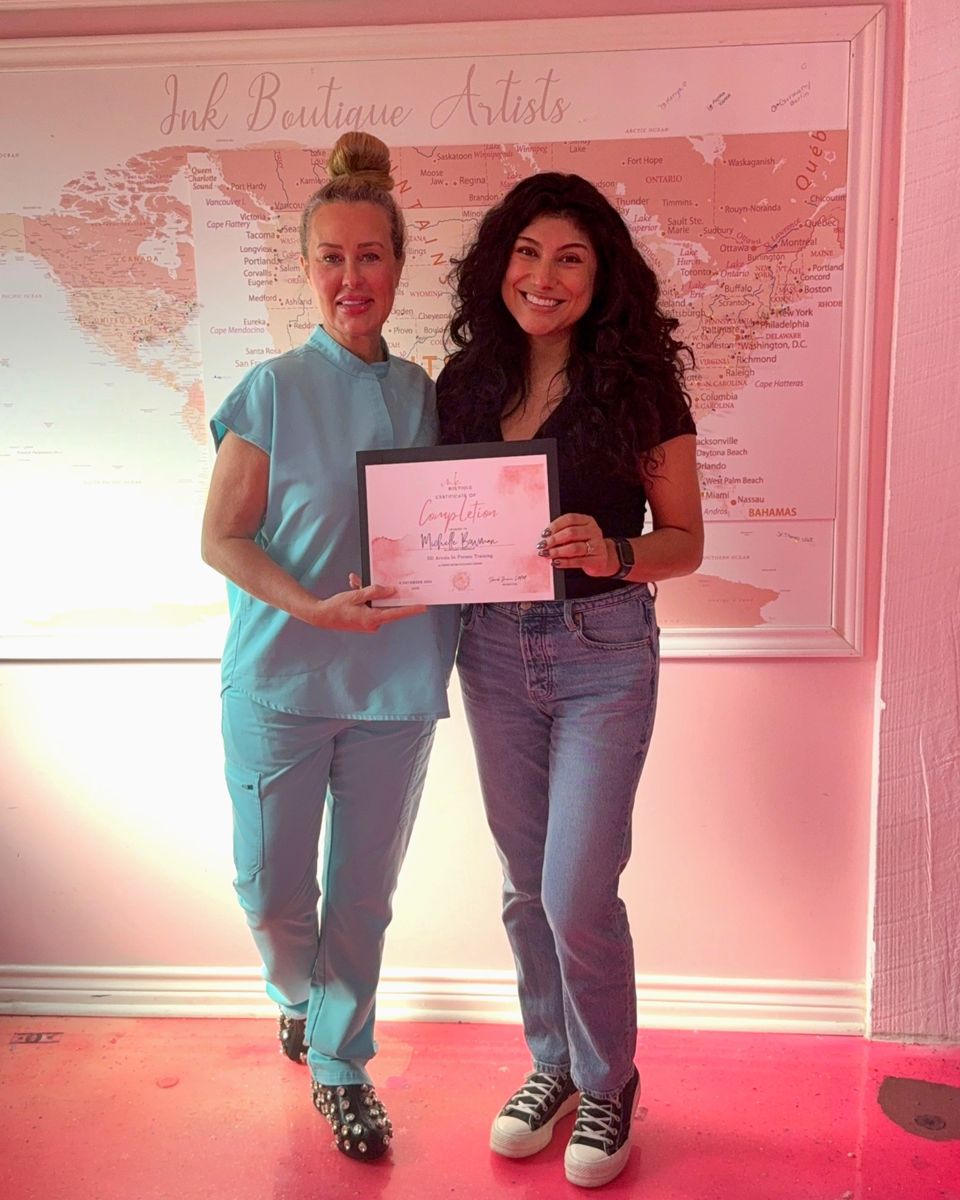 Michelle Bowman with a paramedical tattoo training certificate